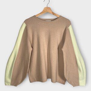 THML Sweater SMALL Balloon Sleeve Neutral Scandi Girl